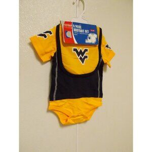 NCAA West Virginia Mountaineers Bodysuit Bib Bootie Set Sz 6/9 M by OUTER Stuff
